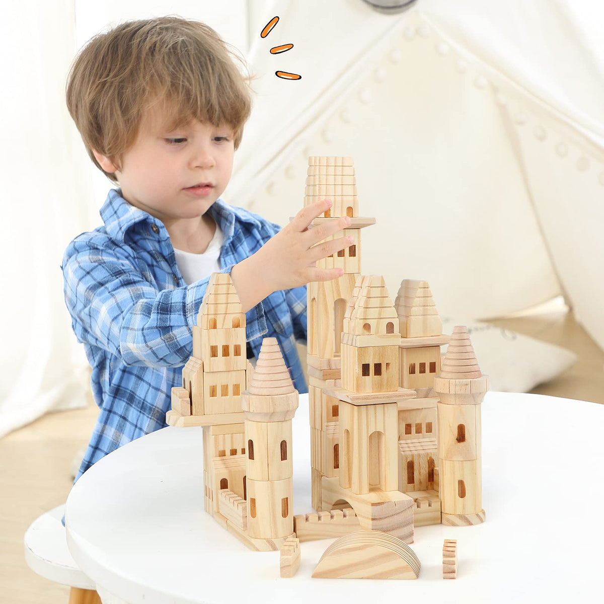 75 Pieces Wooden Castle Building Blocks O877