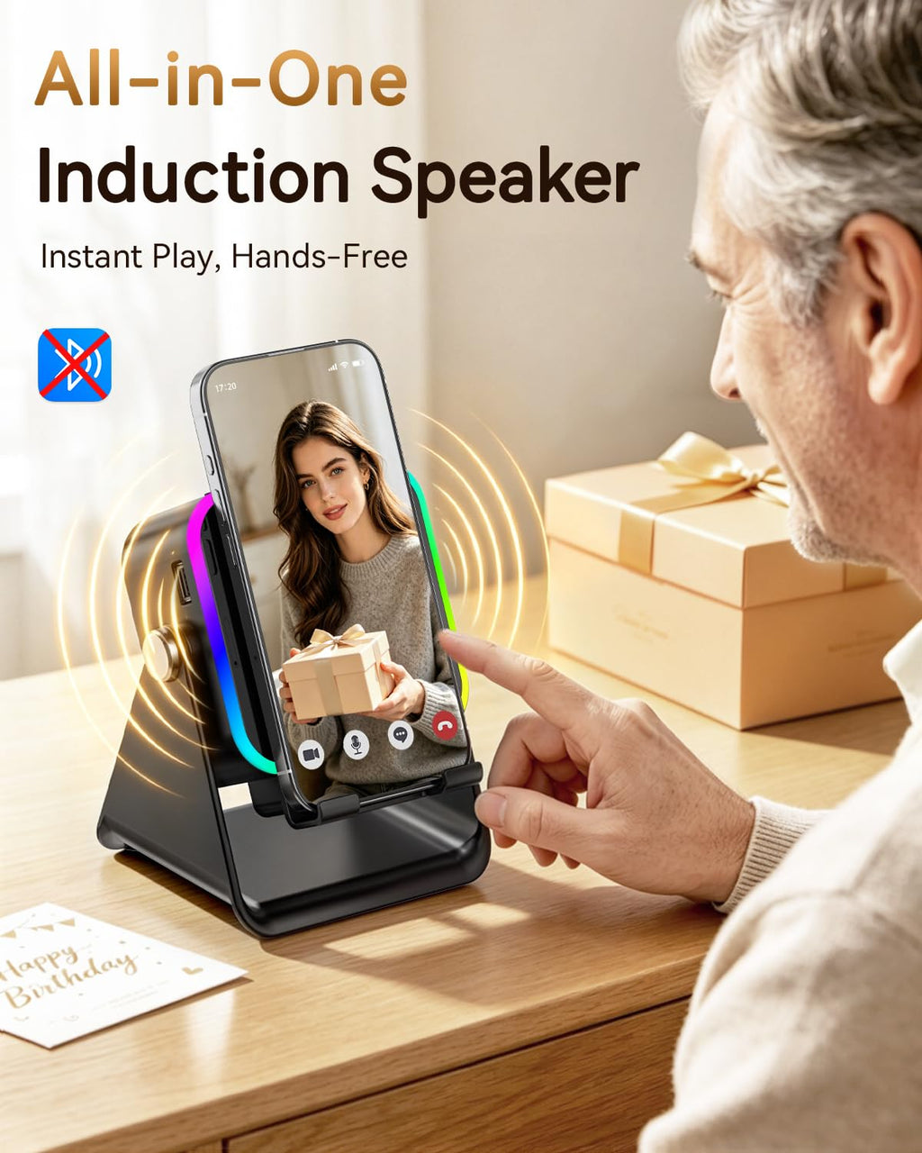 Wireless Induction Speaker with Phone Stand D82229