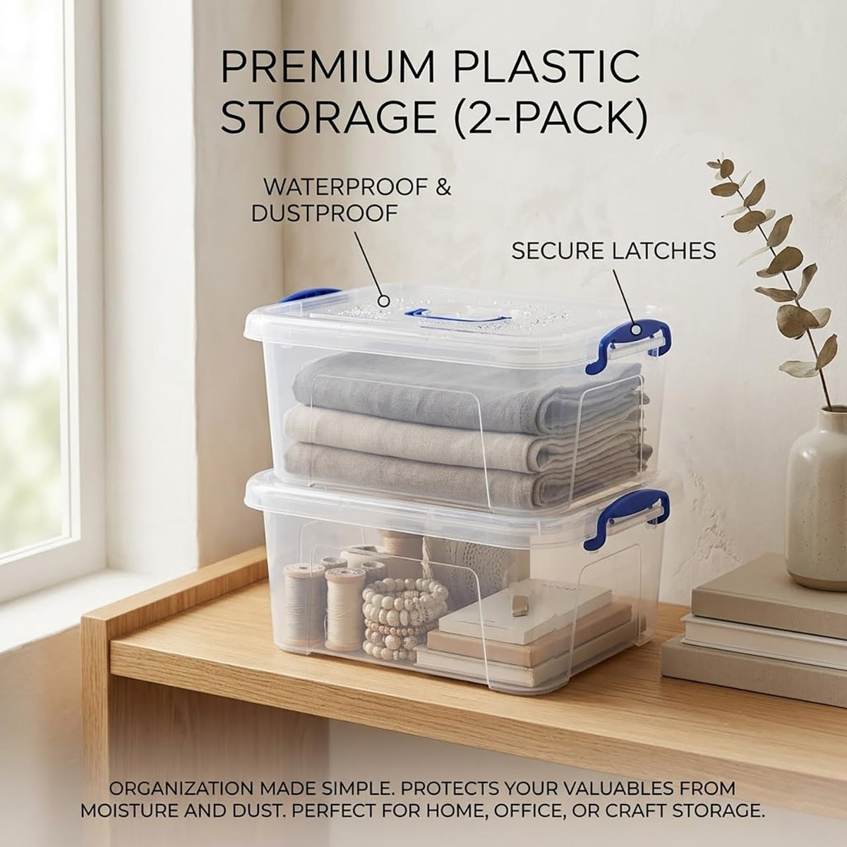 Clear 9 Quart Storage Bins with Lids 2 Pack F8551