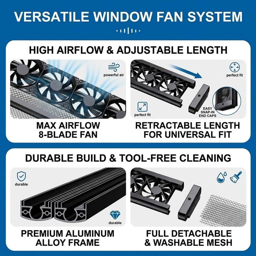Window Exhaust Fan Reversible Airflow Variable Speed Retractable E933
