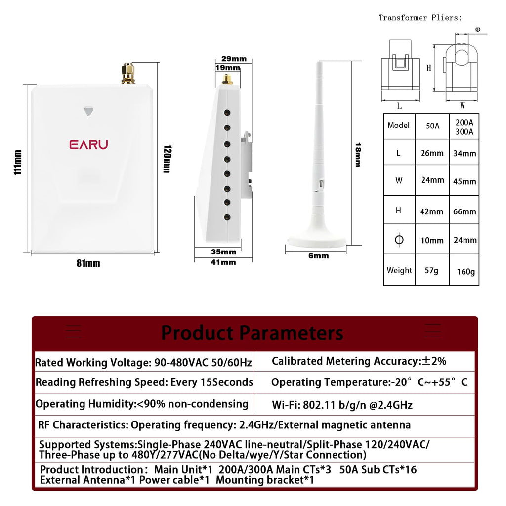 Smart Home Energy Monitor with Circuit Level Sensors WiFi X88720