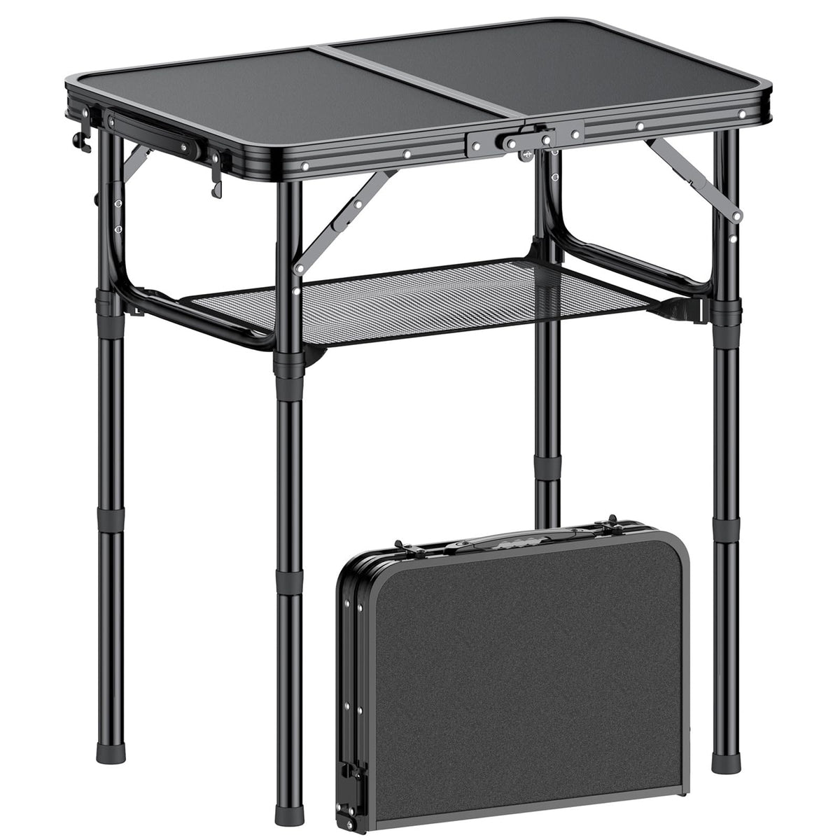 2 FT Folding Camping Table with 3 Adjustable Height L914854