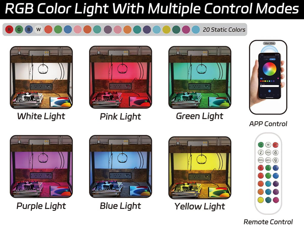 LED Nightstand with Charging Station 3 Fabric Drawers X177