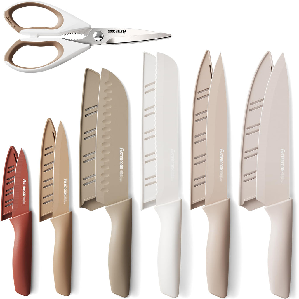 13 Piece Stainless Steel Kitchen Knife Set with Blade Guards C274896