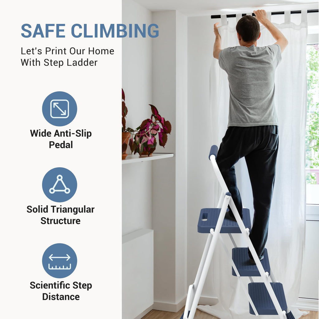3 Step Anti-Slip Handrail 500lbs Step Ladder H770943