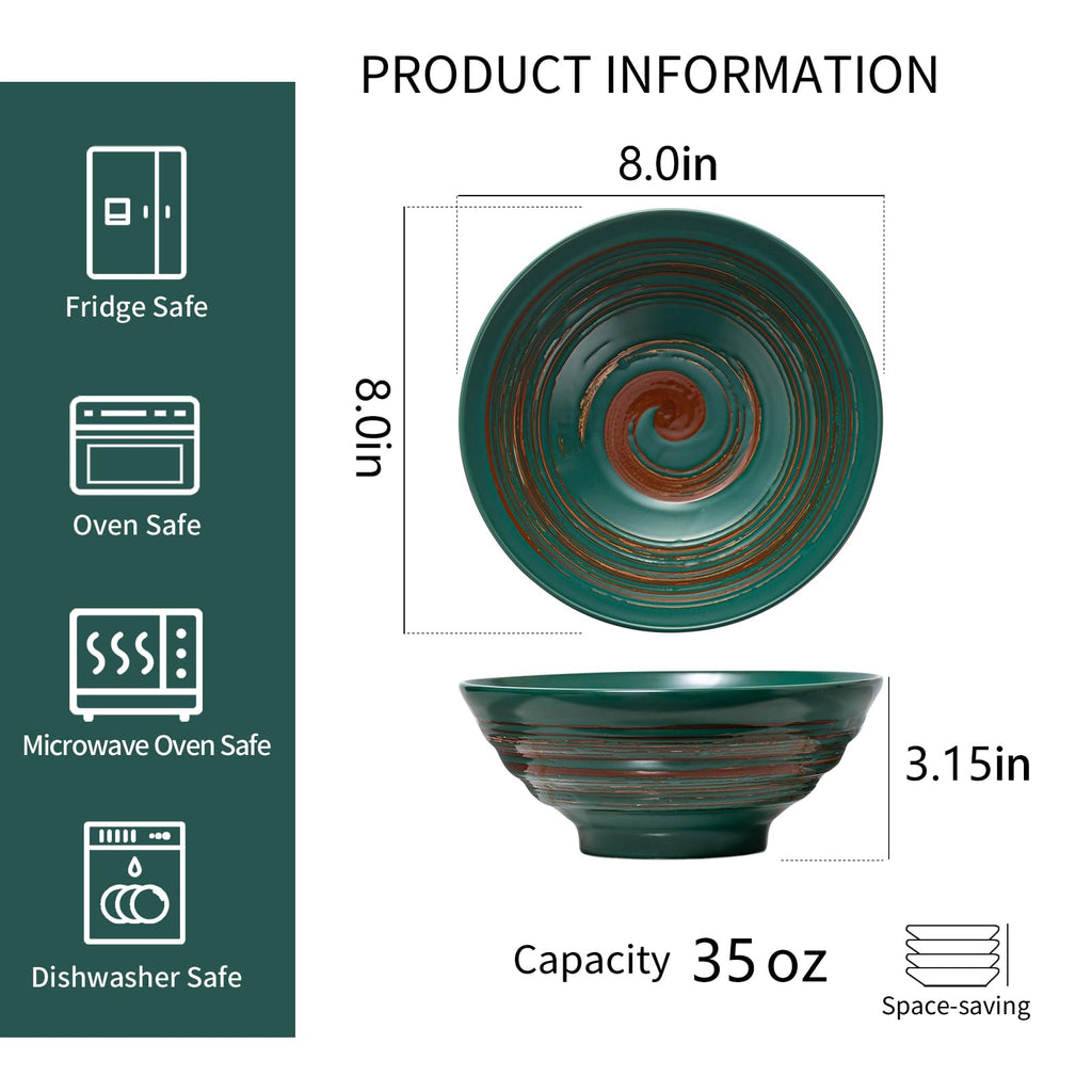 Multicolor Ceramic Ramen Bowl Set of 4 C751004