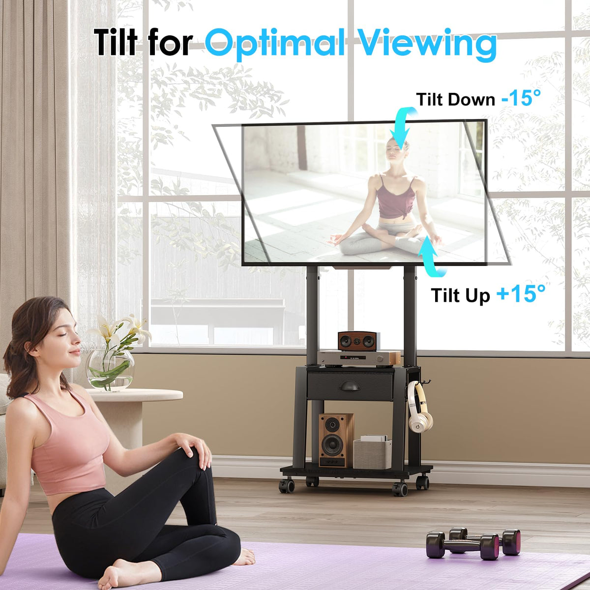 23-60 Inch Mobile TV Stand with Drawer G761