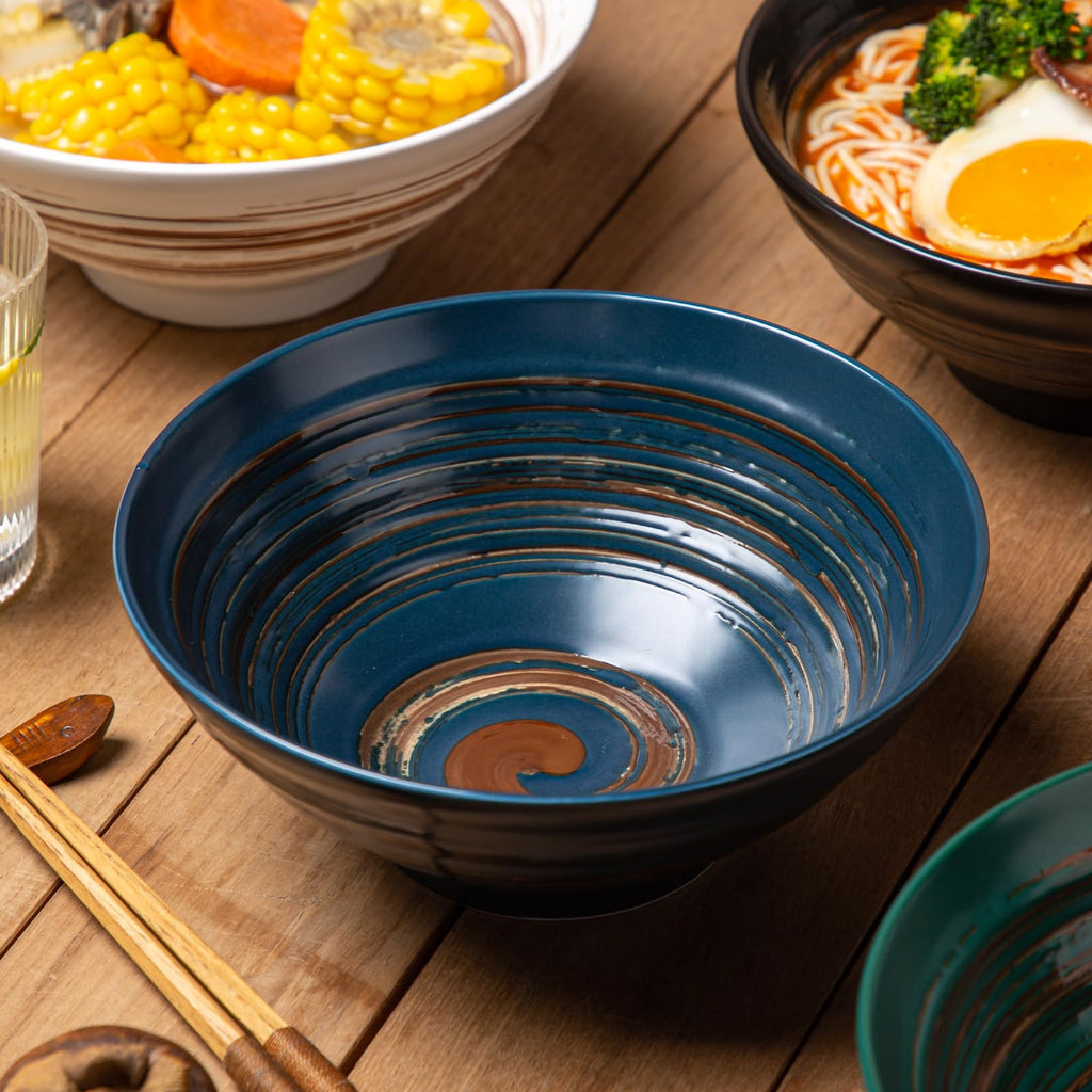Multicolor Ceramic Ramen Bowl Set of 4 C751004