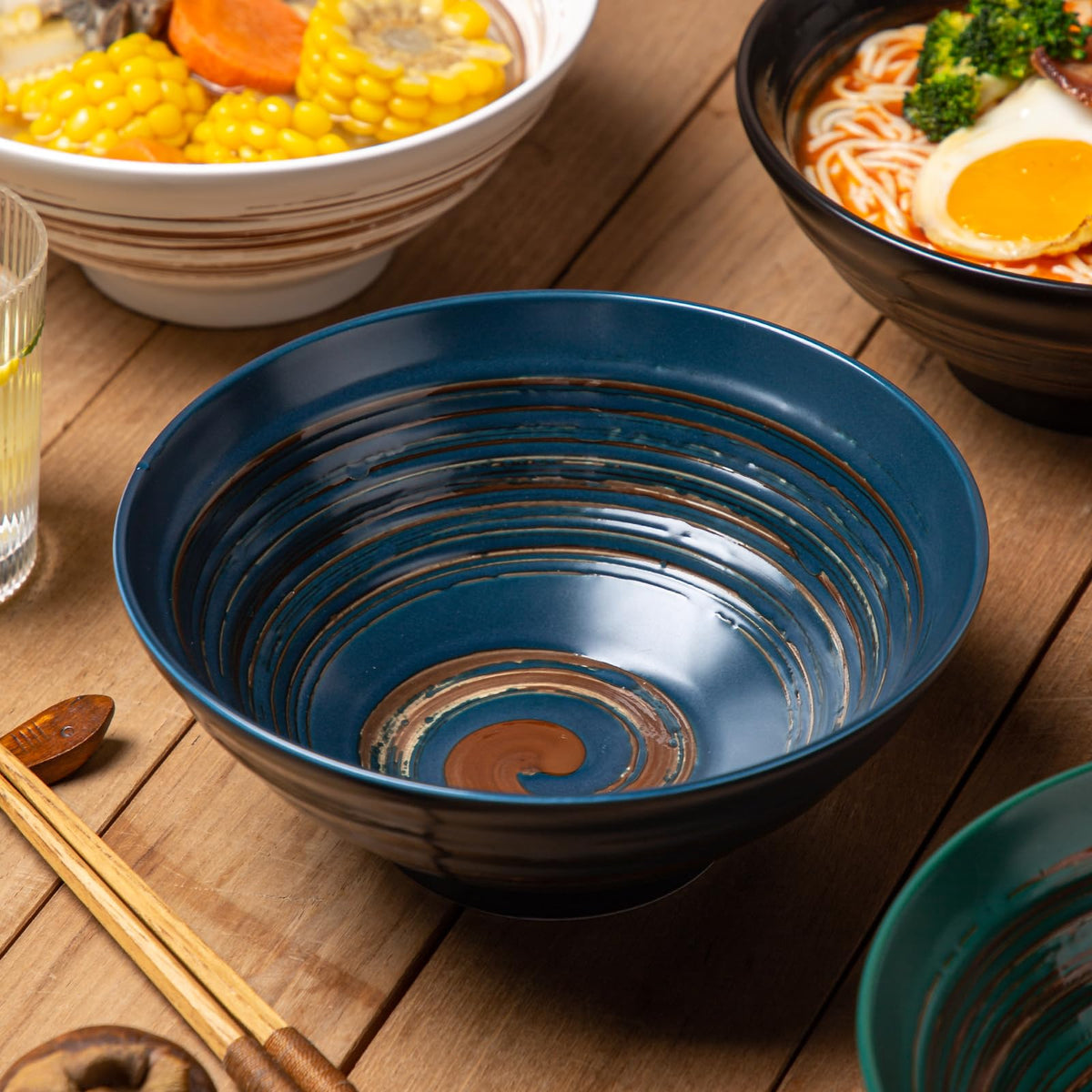 Multicolor Ceramic Ramen Bowl Set of 4 C751004