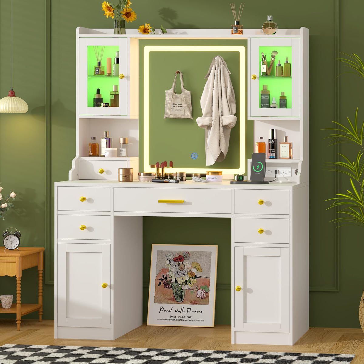 White Makeup Vanity Desk with LED Mirror P60742