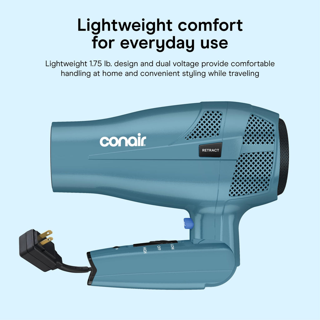 Blue 1875W Dual Voltage Folding Travel Hair Dryer O81310