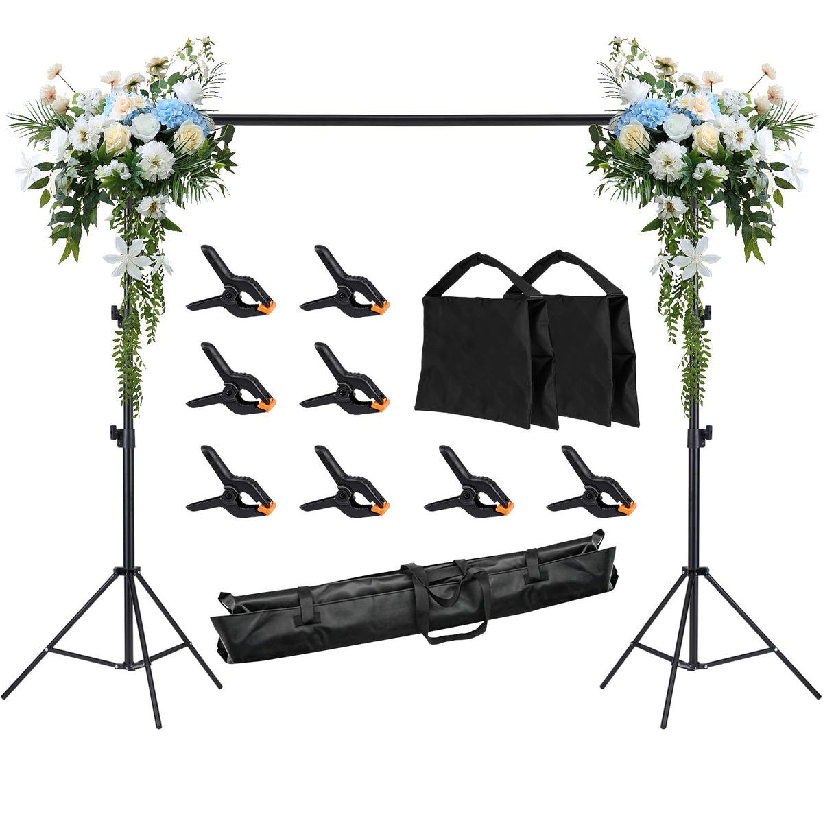 8x10ft Adjustable Backdrop Stand Kit with Carrying Case K229845