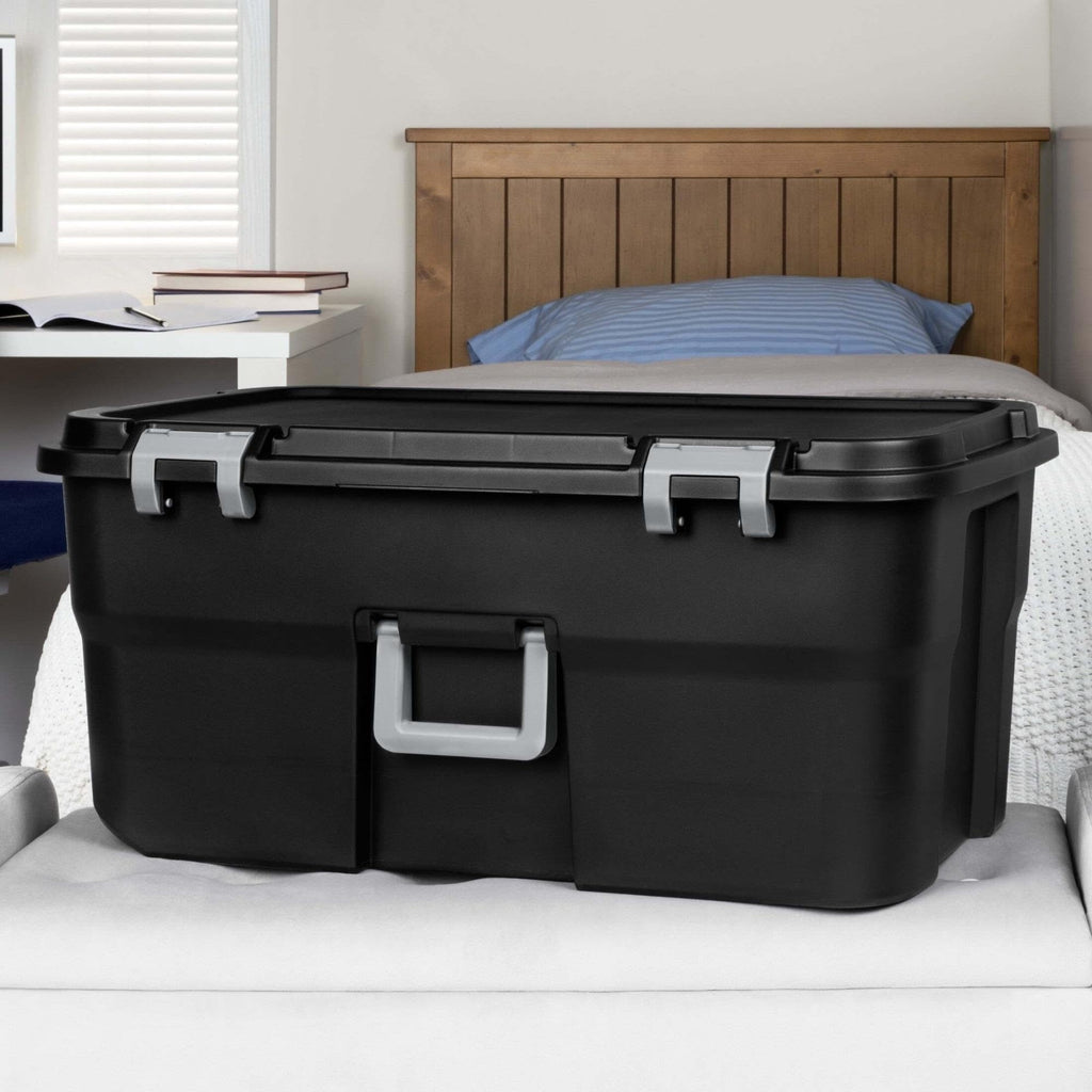 22 Gallon Black Wheeled Plastic Storage Trunk U611