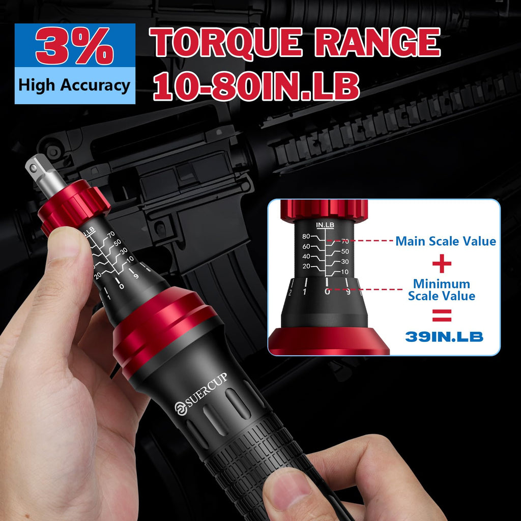 1/4" 10-80In.lb Torque Wrench Screwdriver 36 PCS Set F19799