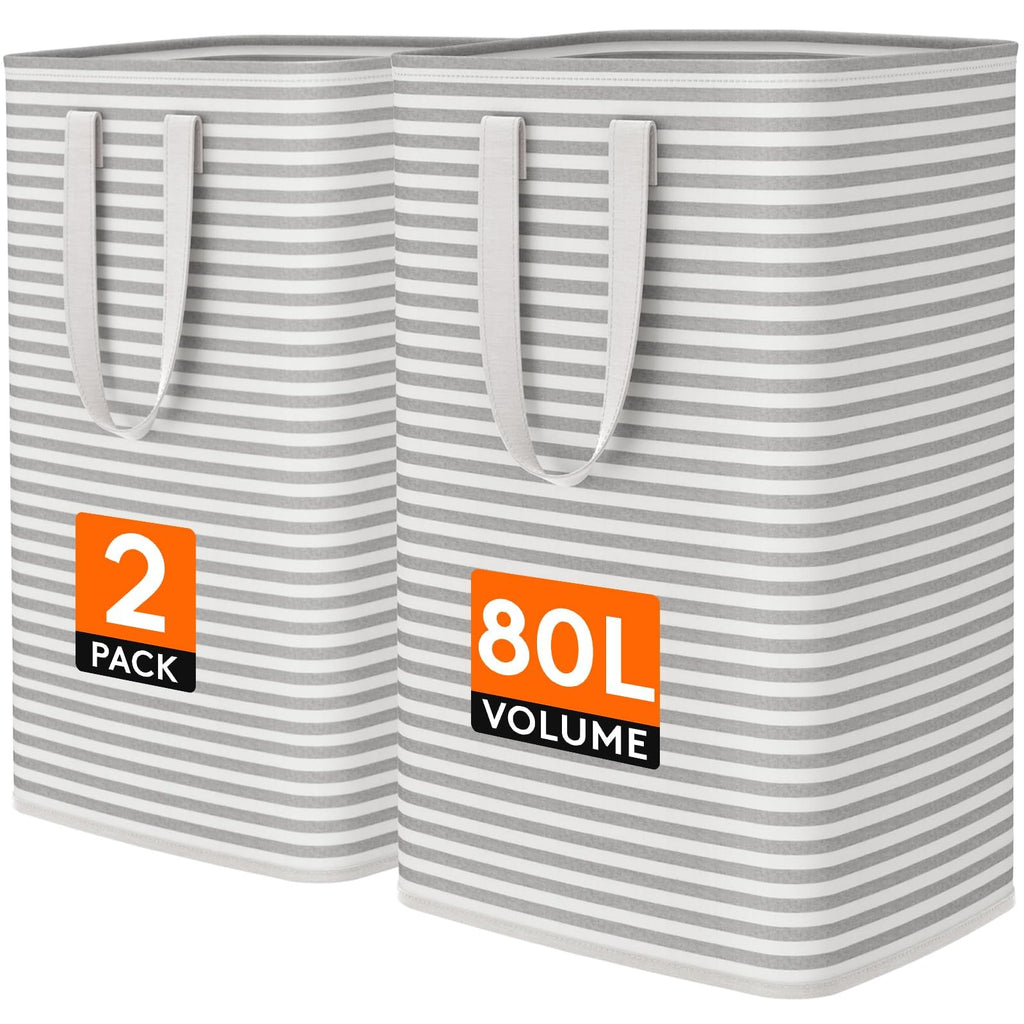 80L 2 Pack Grey Laundry Baskets N39278