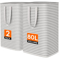 80L 2 Pack Grey Laundry Baskets N39278