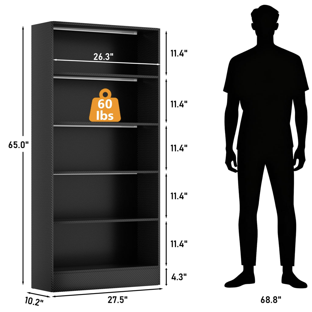 Black 5-Tier Wooden Bookshelf X972403