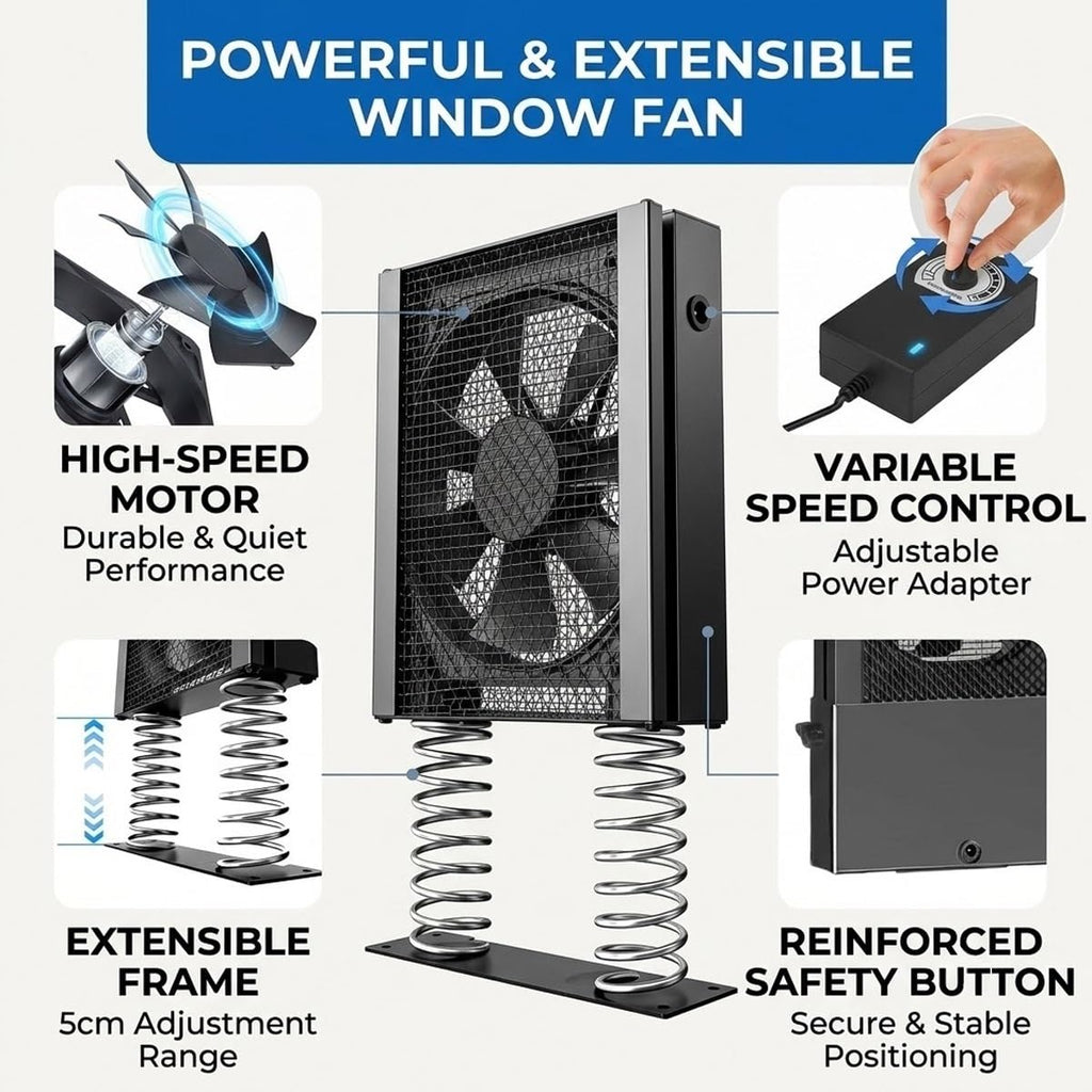 Window Exhaust Fan Reversible Airflow Variable Speed Retractable E933