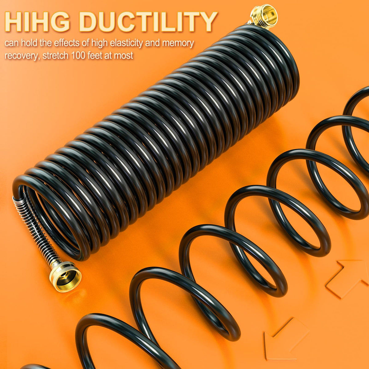 100FT x 3/8" Coil Expandable Garden Hose with 8 Patterns Spray Nozzle O857