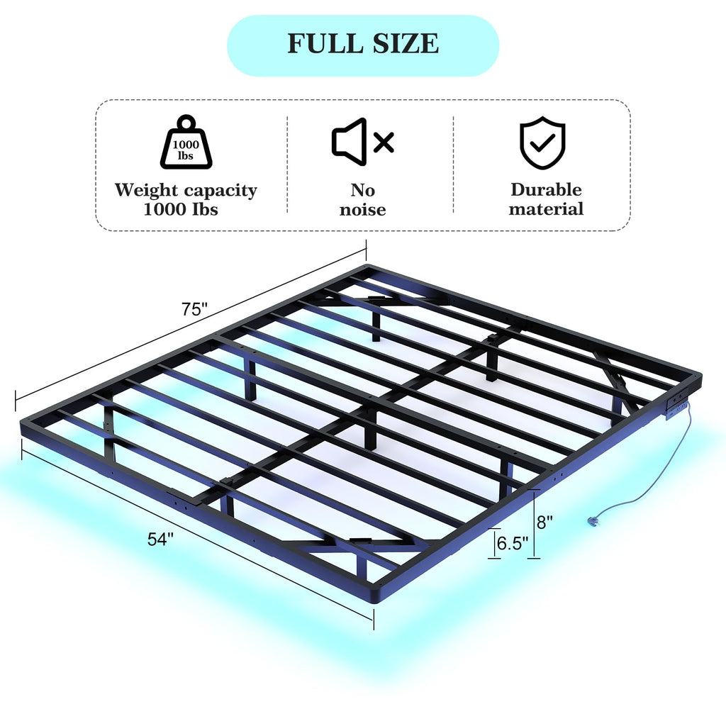 Full Size Metal Floating Bed Frame with LED Lights F280815