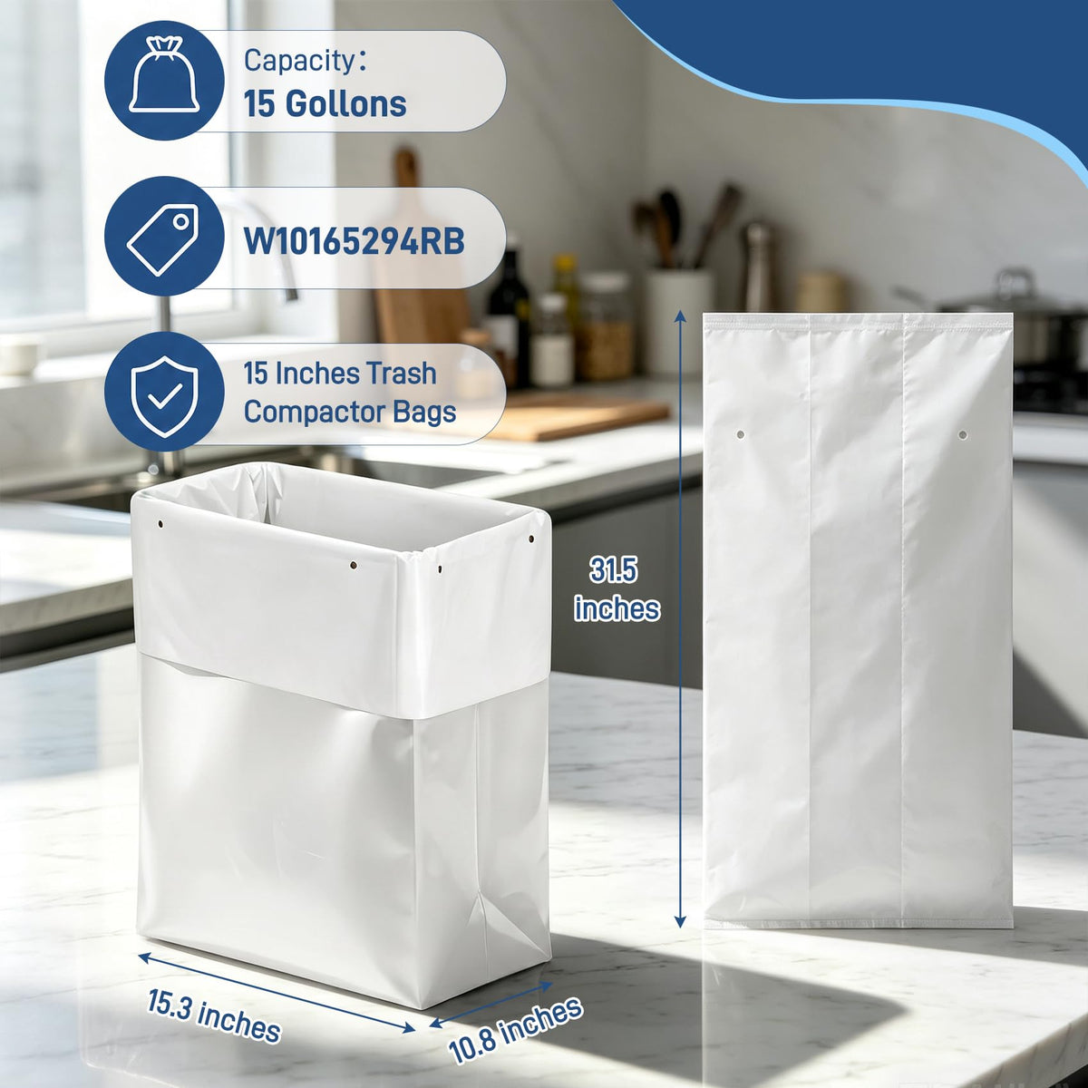 60-pack Trash Compactor Bags with Pre-punched Holes R580