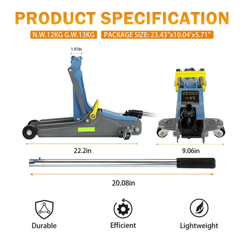 2.5T Low Profile Hydraulic Floor Jack with Carrying Handle K279657