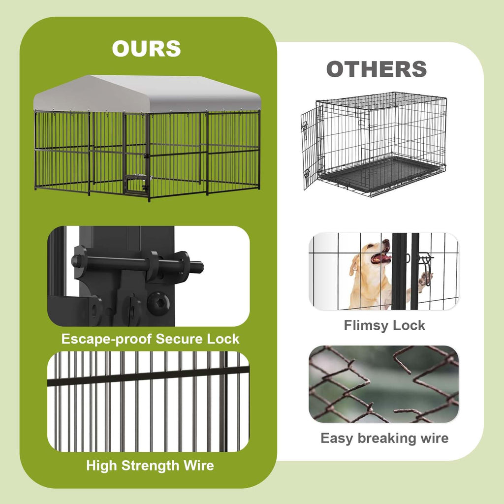 10 x 10FT Heavy Duty Metal Outdoor Dog Kennel with Roof P88236