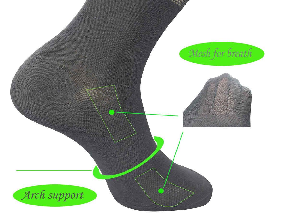 Men's 6 Pairs Bamboo Rayon Breathable Mid-Calf Socks with Arch Support H862