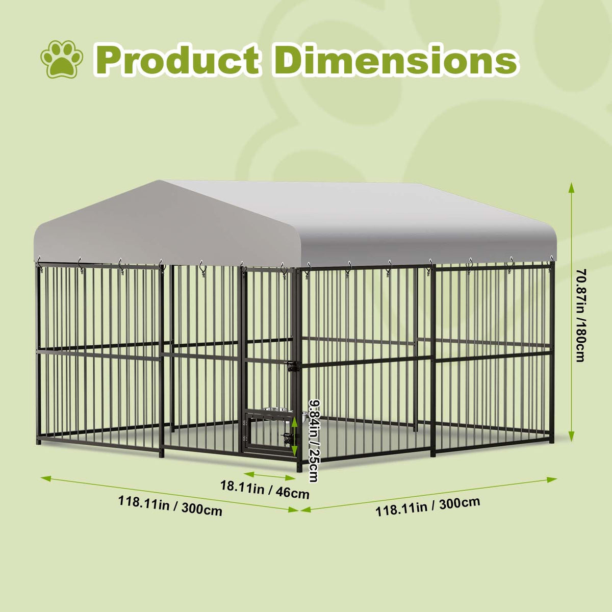 10 x 10FT Heavy Duty Metal Outdoor Dog Kennel with Roof P88236