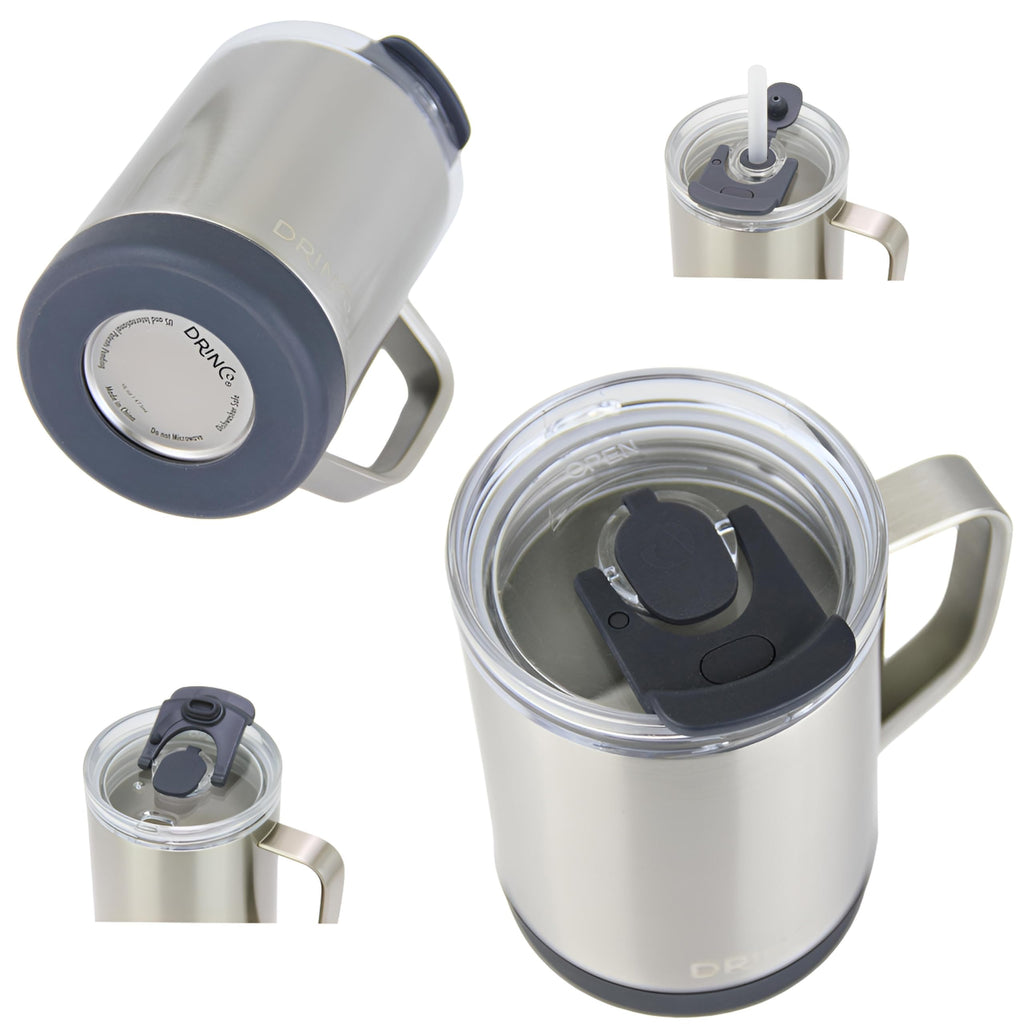 16 oz Black Vacuum Insulated Stainless Steel Travel Mug with Lid A140473