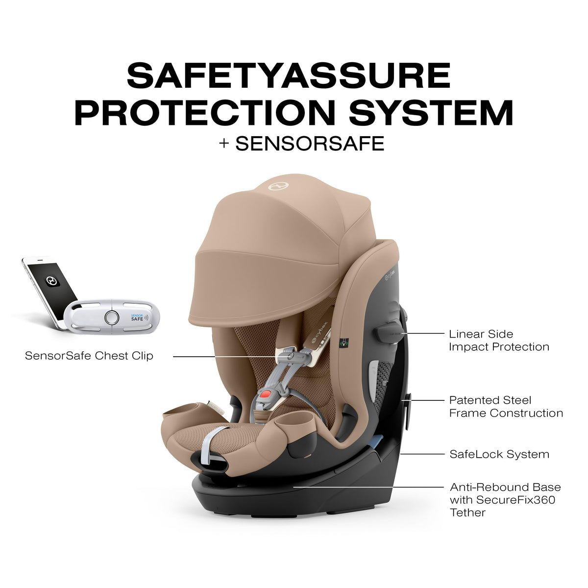 Rotating All-in-One Convertible Car Seat, Almond Beige D43120