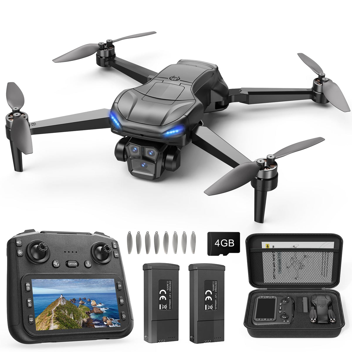 4K Camera GPS Foldable Drone with 4.5” HD Screen Controller S4848