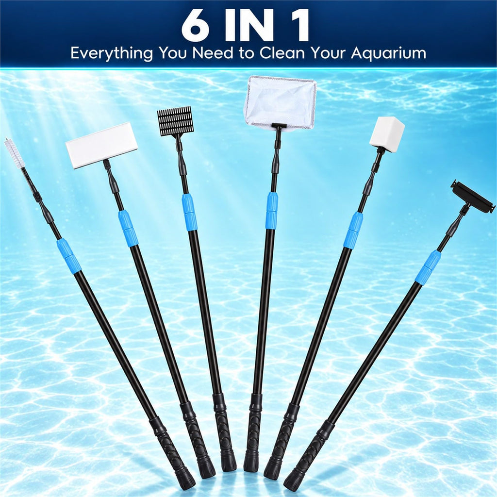 6 in 1 Aquarium Cleaning Tool Kit with Telescopic Long Handle H324928