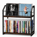 2 Tier CD Storage Rack Holds 60 Cases Brown D937