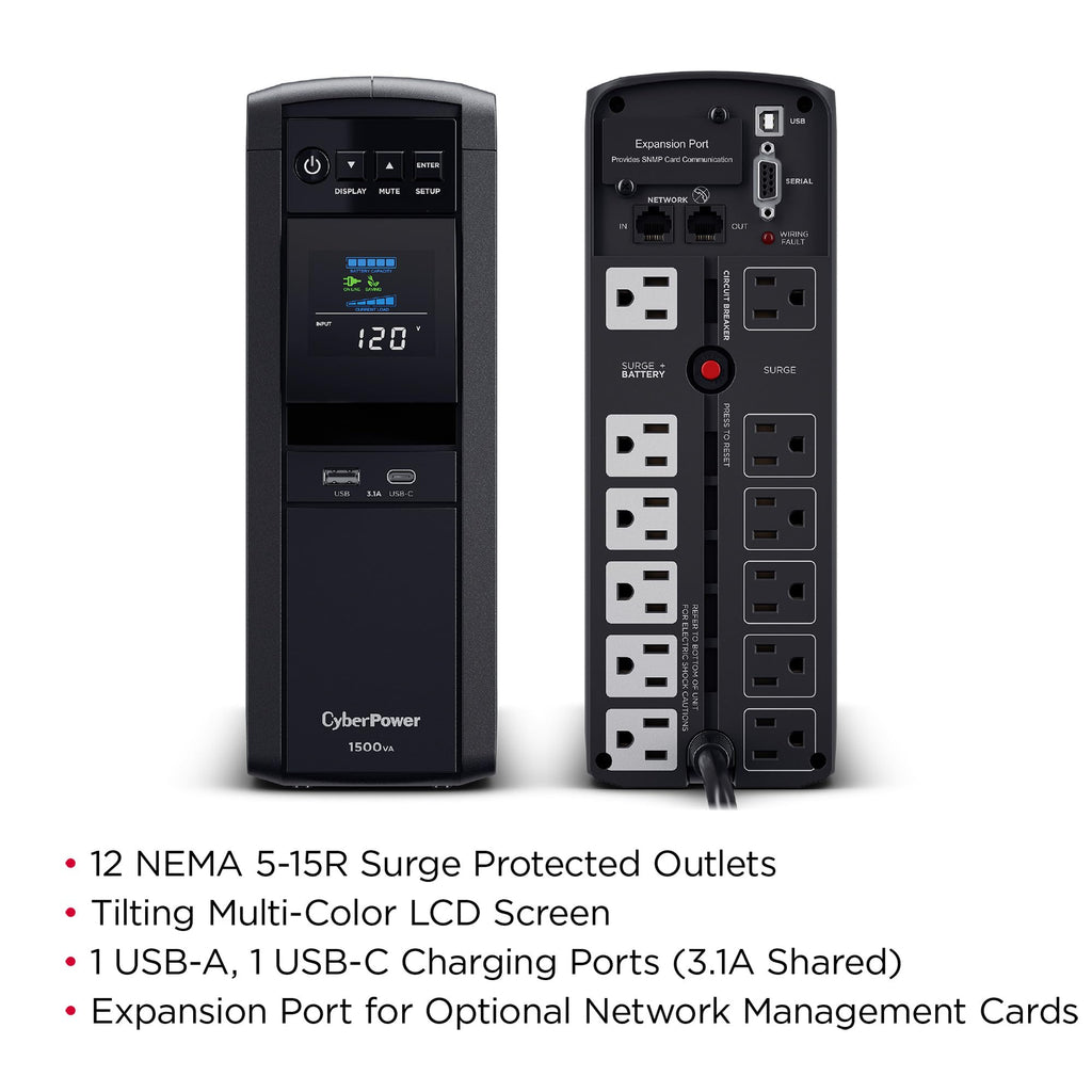 1500VA/1000W 12 Outlets Mini Tower UPS System J761
