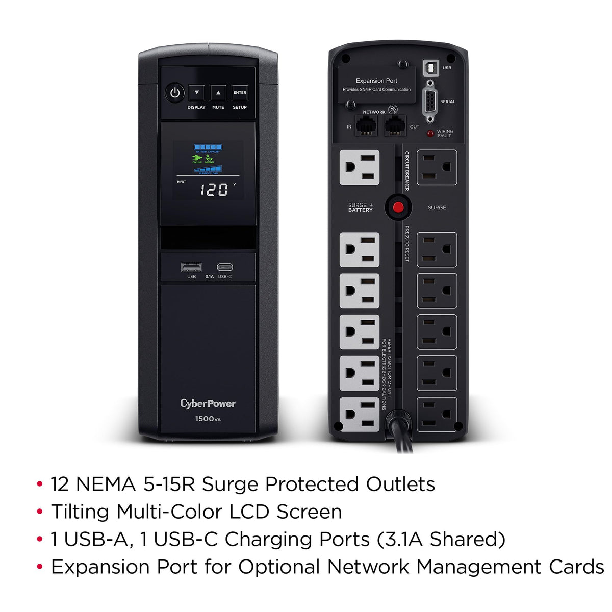 1500VA/1000W 12 Outlets Mini Tower UPS System J761