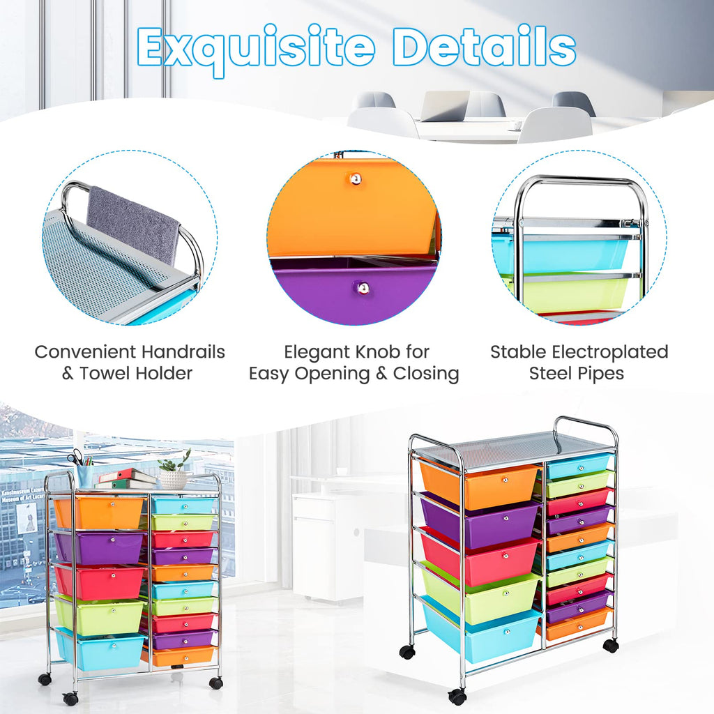15 Drawers Rolling Storage Cart W18617