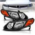 Black Replacement Halogen Headlights Set K7608