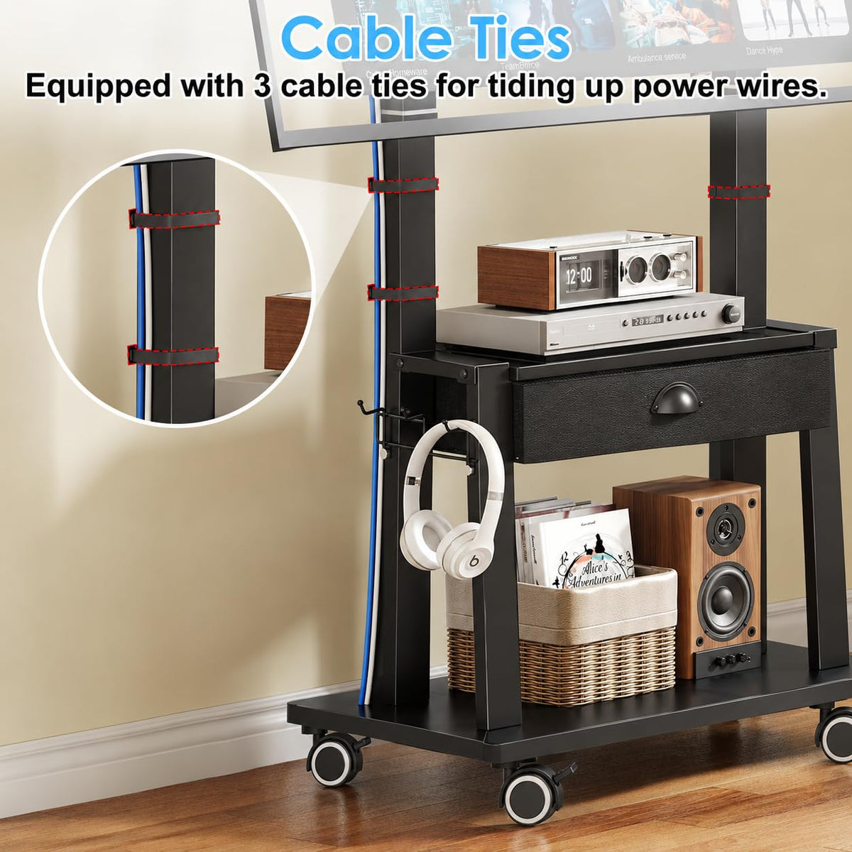 23-60 Inch Mobile TV Stand with Drawer G761