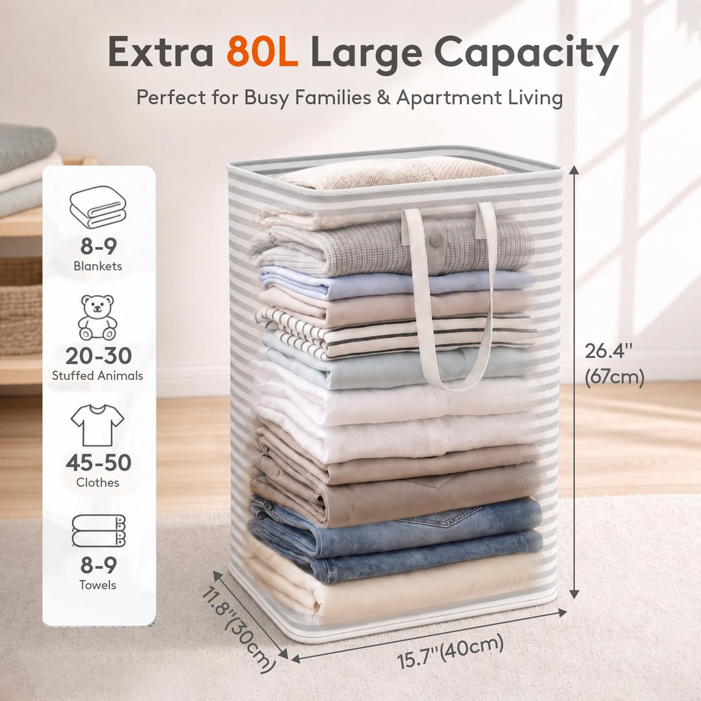 80L 2 Pack Grey Laundry Baskets N39278
