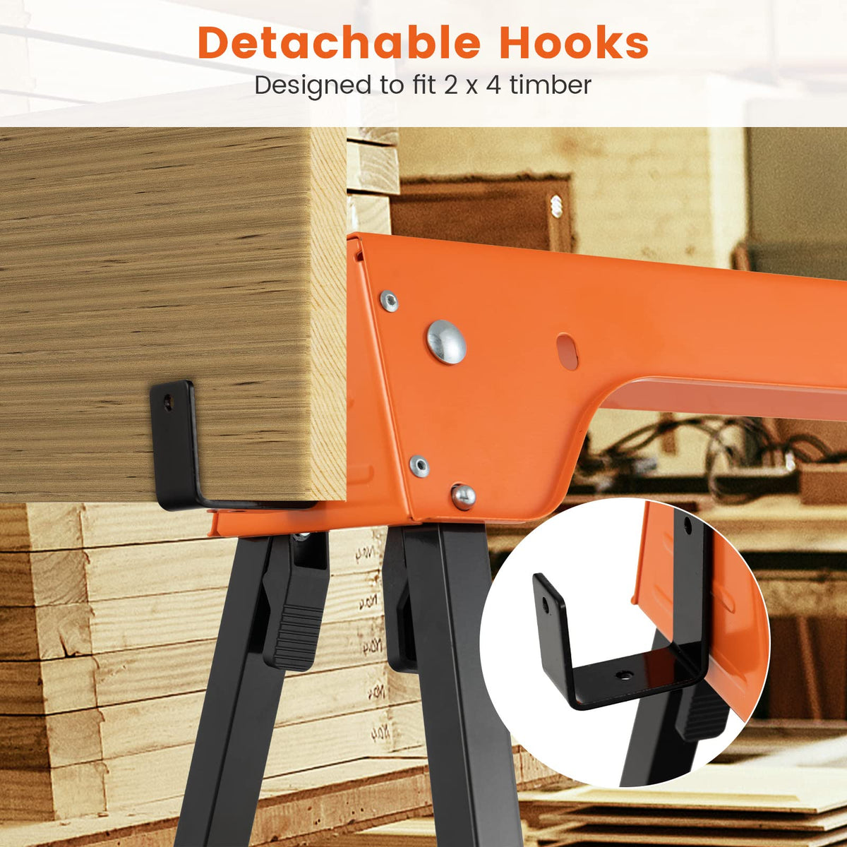Folding Saw Horses 2 Pack 2644 LBS Capacity with Hooks I204813