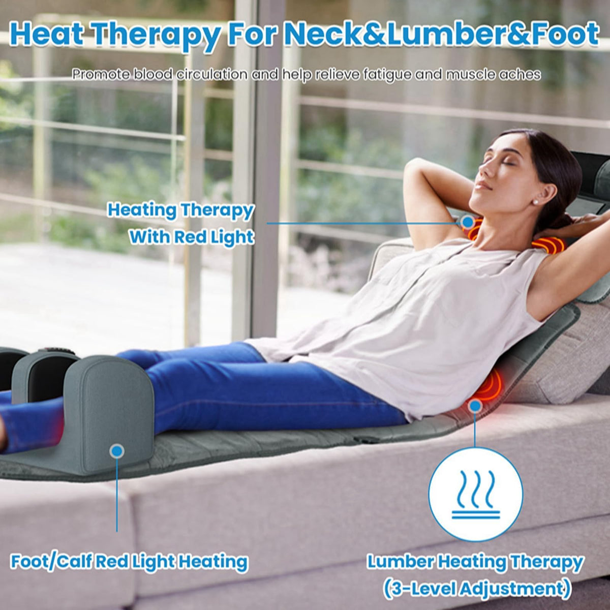 Full Body Electric Heating Vibration Massage Mat Cushion X60978
