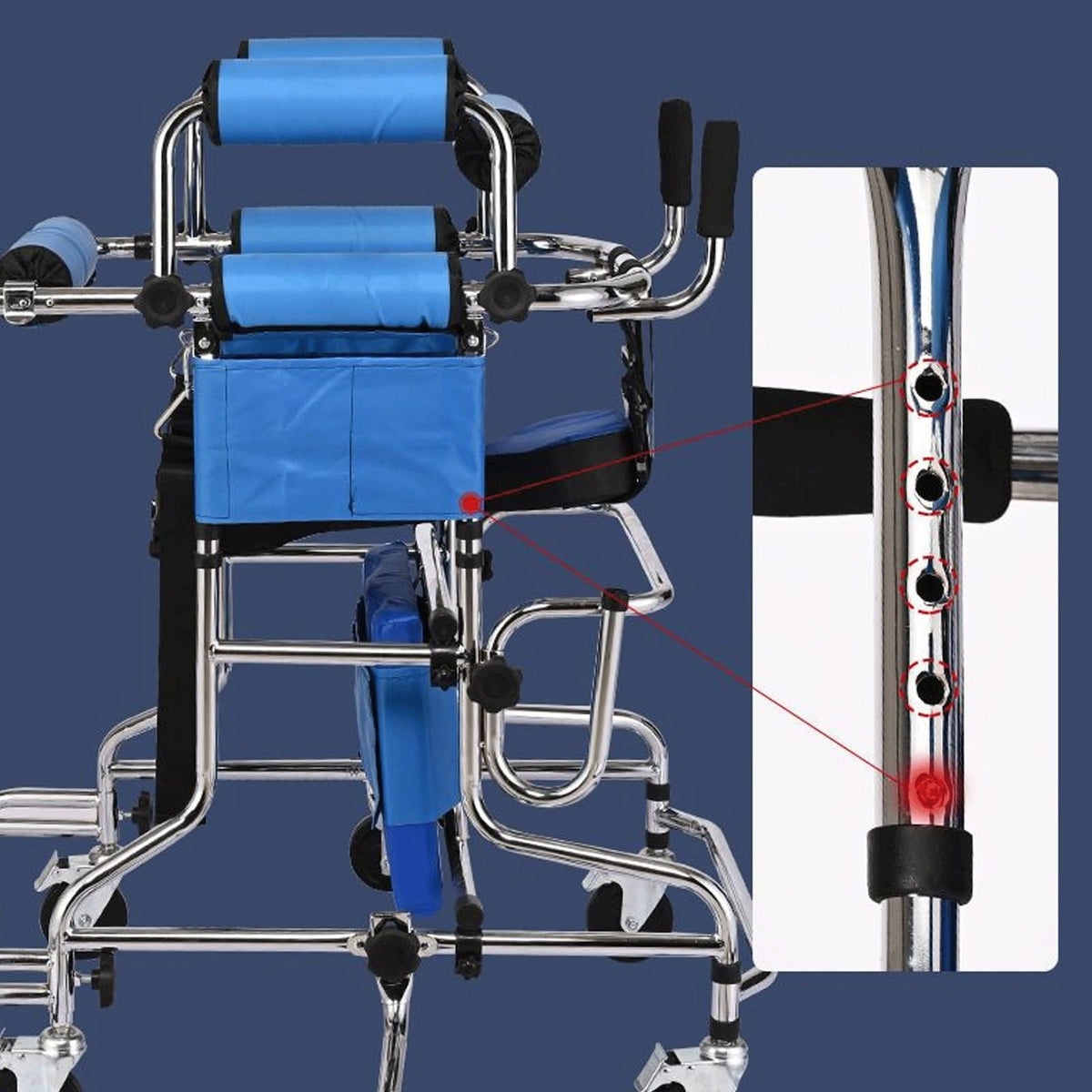 Folding Height-Adjustable Pediatric Walker with Stainless Steel Frame Q877218