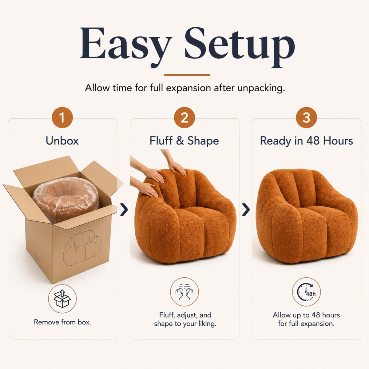 Yellow Memory Foam Bean Bag Chair E7729