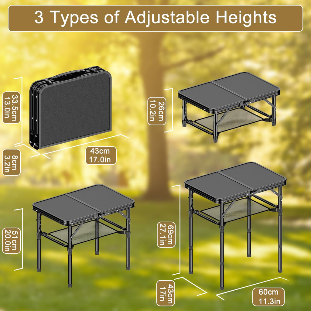 2 FT Folding Camping Table with 3 Adjustable Height L914854