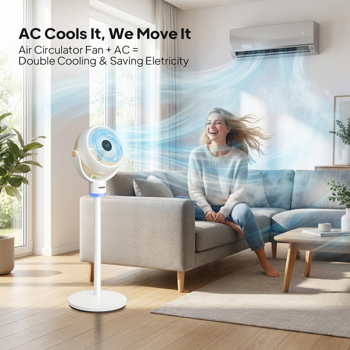 3-in-1 Pedestal Tabletop Oscillating Fan with Remote White B286