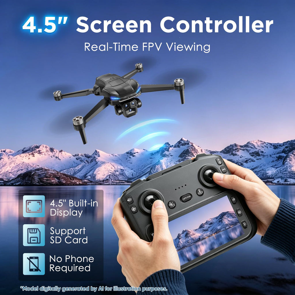 4K Camera GPS Foldable Drone with 4.5” HD Screen Controller S4848