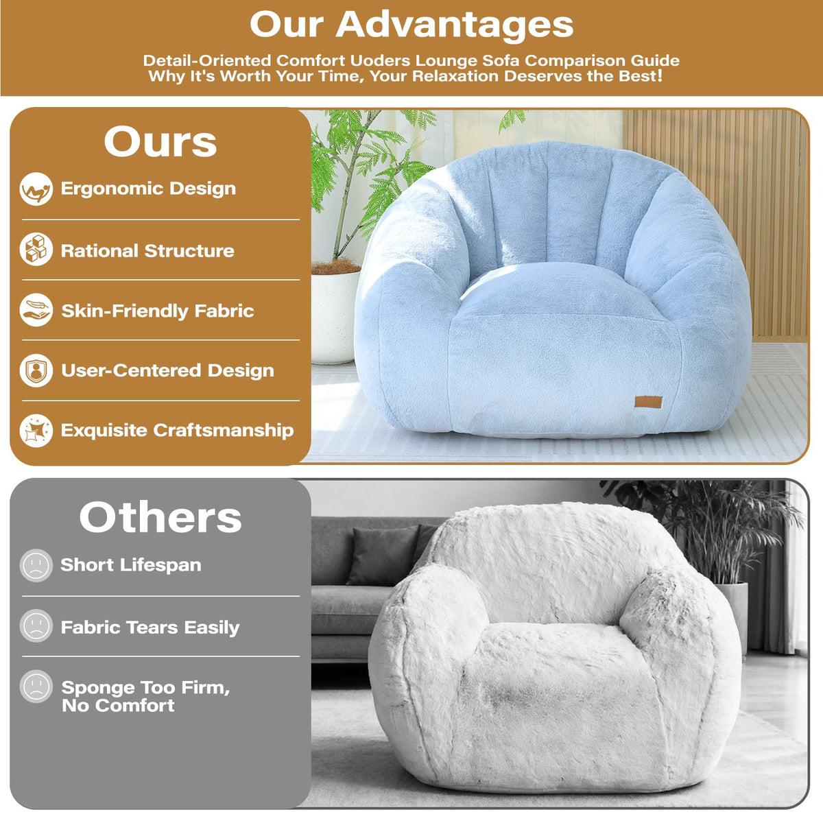 Light Blue Corduroy Bean Bag Chair W801