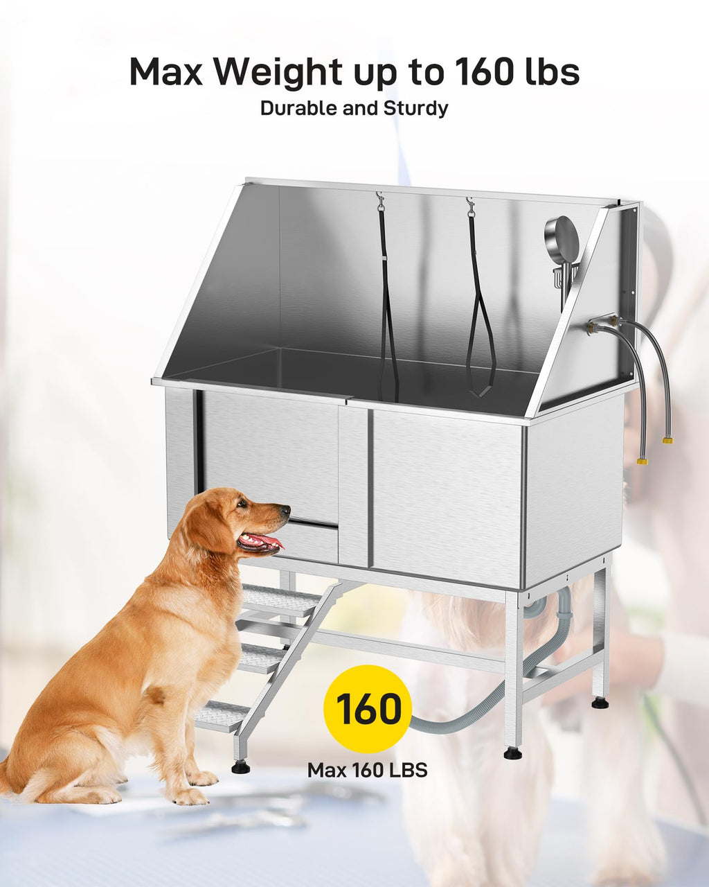 50 Inch Stainless Steel Dog Grooming Bath Tub with Ramp P380984