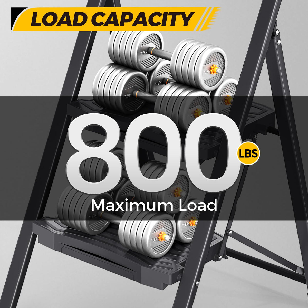 2 Folding Steel Step Ladder with Handrail C2500